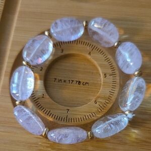 🍀 Clear Oval Beads Gold Spacers Stretch Bracelet